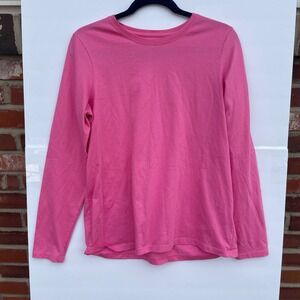 Lands End Womens Relaxed Fit Long Sleeve Supima Cotton T-Shirt Pink Size S 6-8